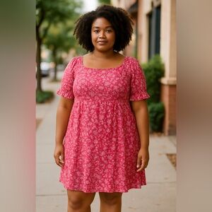 Mango Floral Pink Dress, Size 16